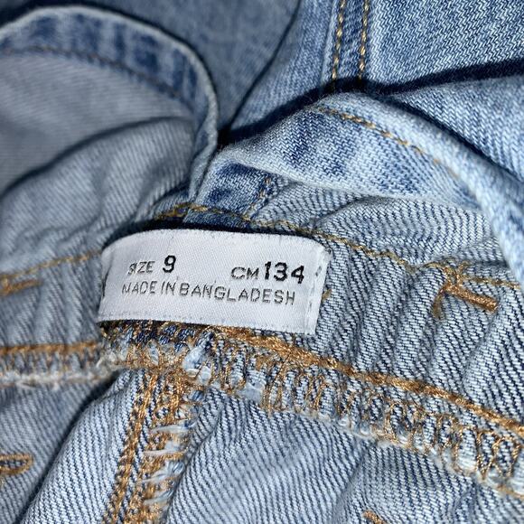 Zara Girls Denim Dungaree Jumpsuit Wide Leg Pockets Open Back Size 9 - Picture 12 of 12